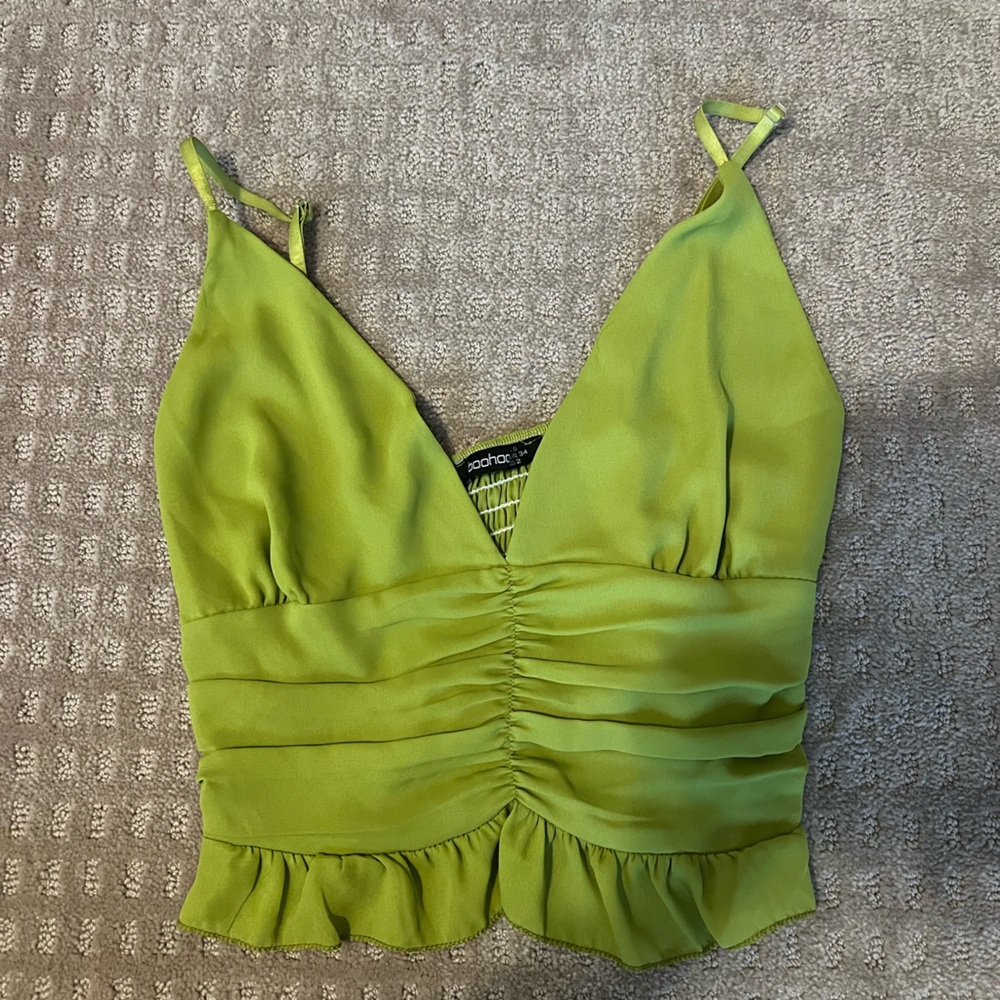 BOOHOO WOVEN RUCHED RUFFLE CAMISOLE - Picture 2 of 5